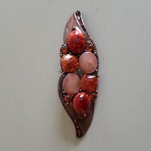 Liz Claiborne Brooch - Antique Rose Gold Tone with Opalescent Stones